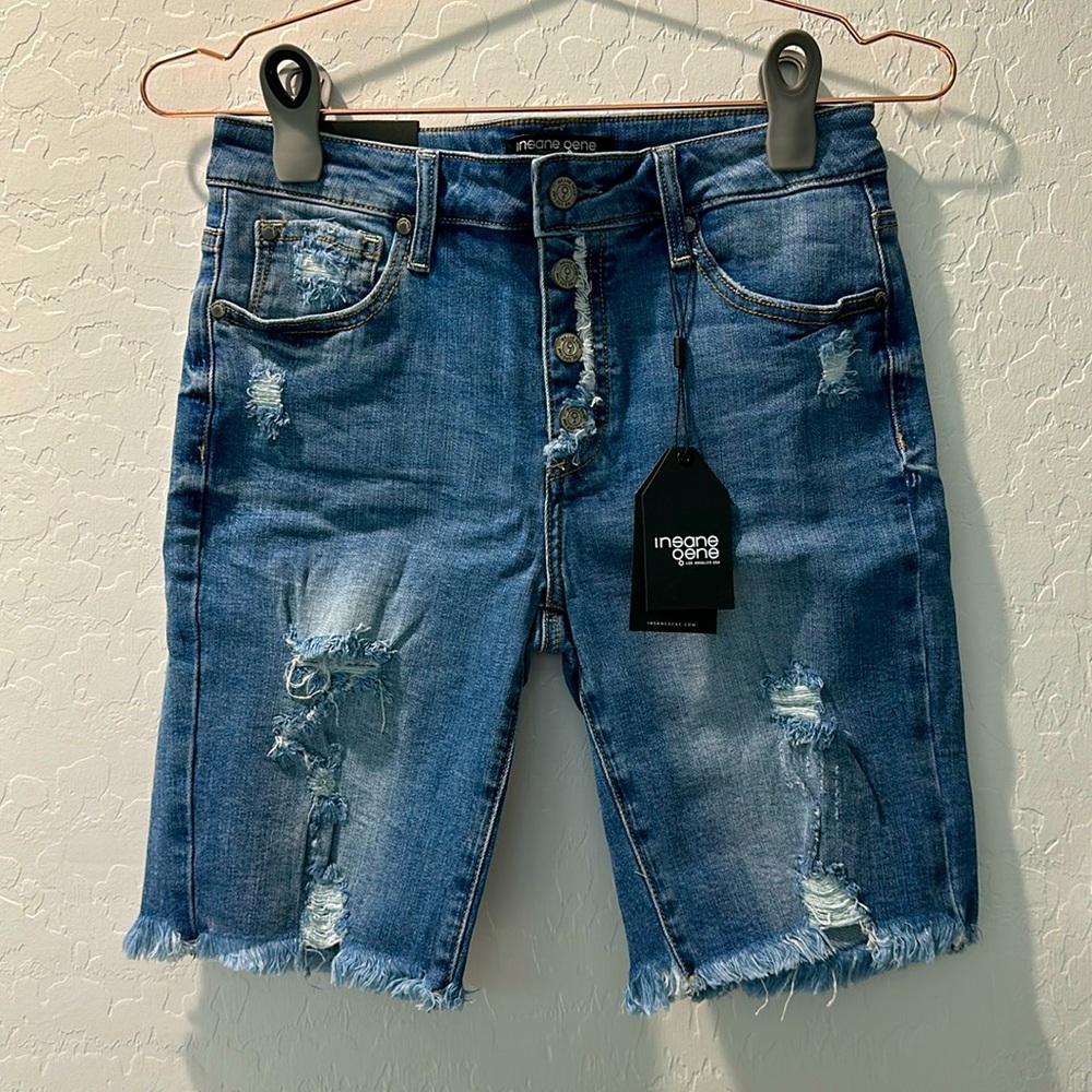 Insane Gene distressed Bermuda shorts. Size large. New with tags.